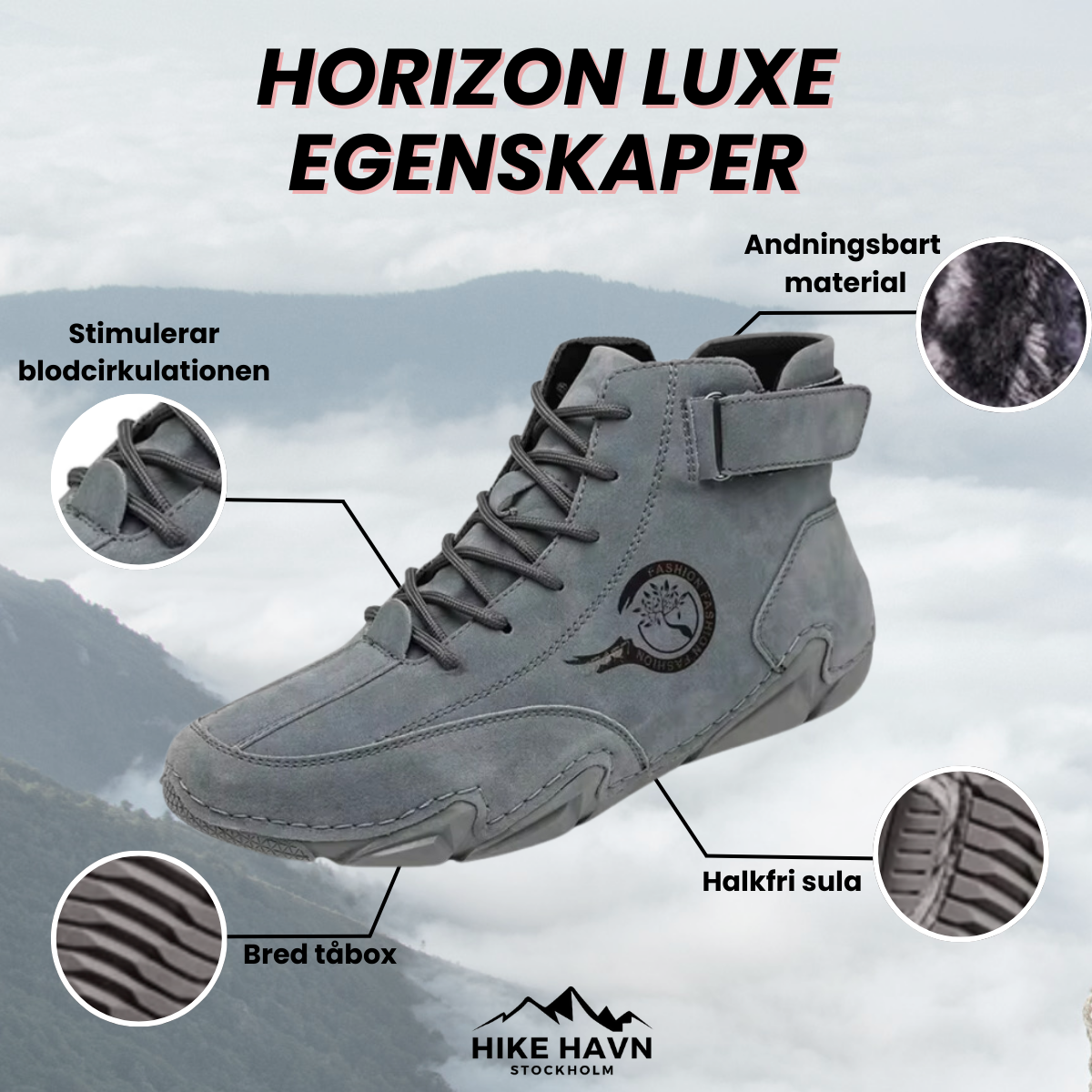 Horizon Luxe - Herrcasual högskor i läder för vandring